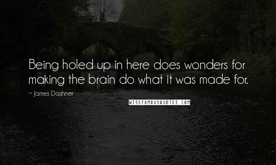 James Dashner Quotes: Being holed up in here does wonders for making the brain do what it was made for.