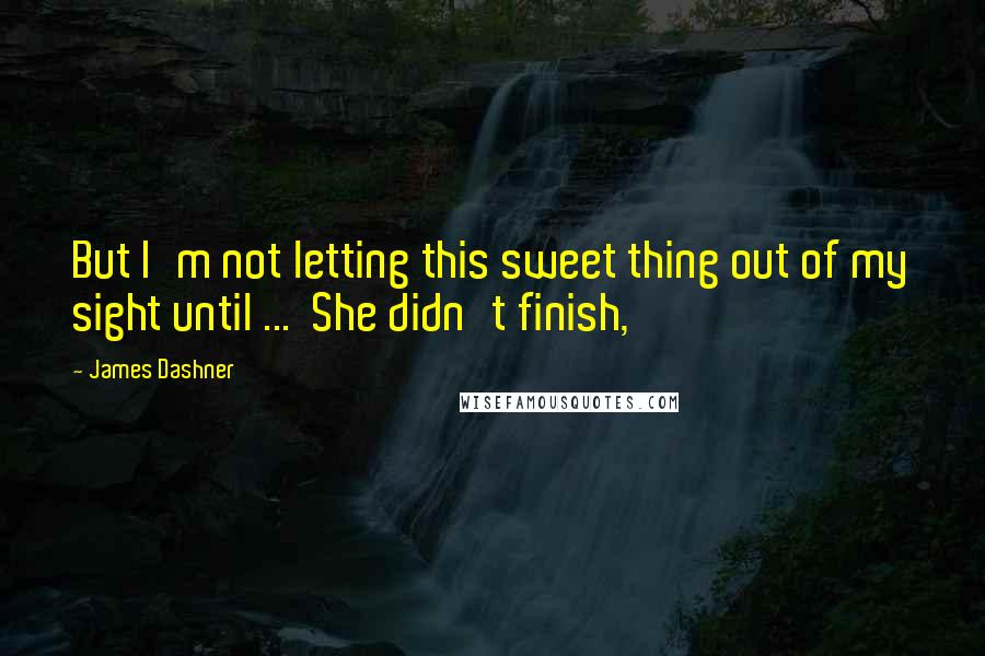 James Dashner Quotes: But I'm not letting this sweet thing out of my sight until ...  She didn't finish,