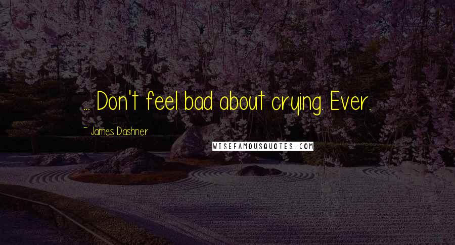 James Dashner Quotes: ... Don't feel bad about crying. Ever.