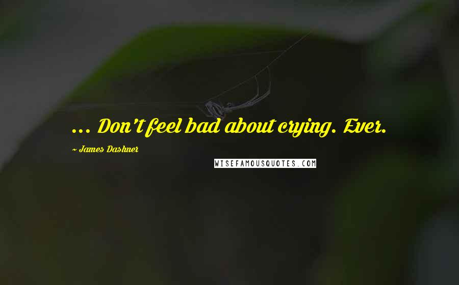James Dashner Quotes: ... Don't feel bad about crying. Ever.