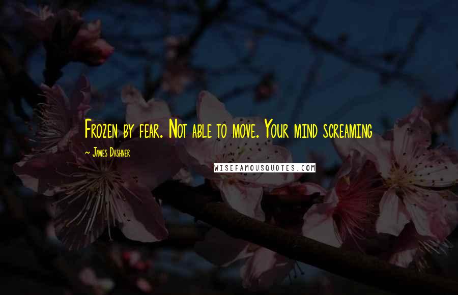 James Dashner Quotes: Frozen by fear. Not able to move. Your mind screaming