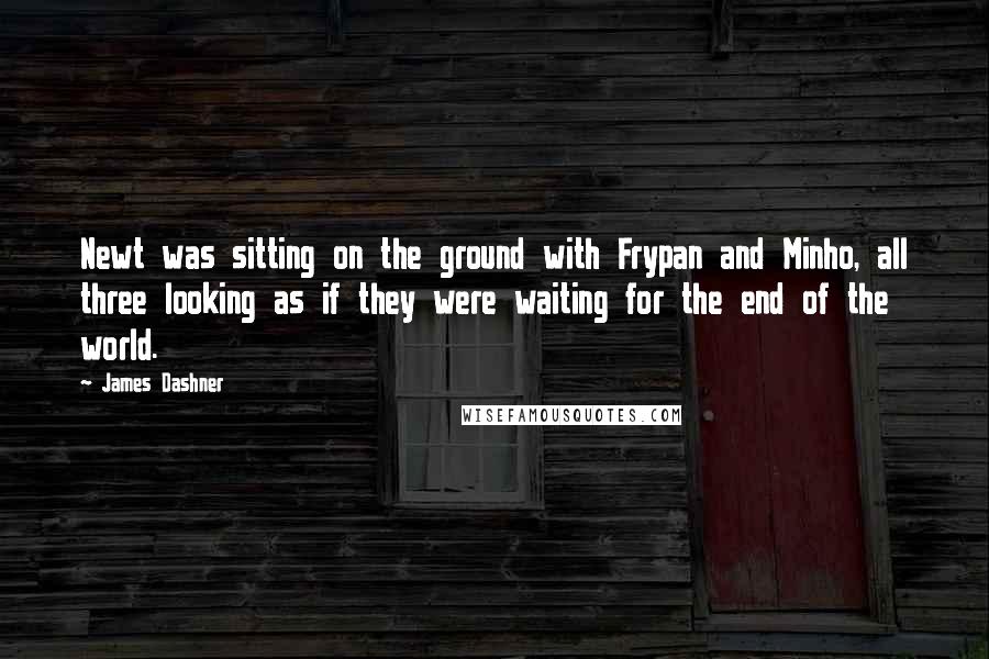 James Dashner Quotes: Newt was sitting on the ground with Frypan and Minho, all three looking as if they were waiting for the end of the world.