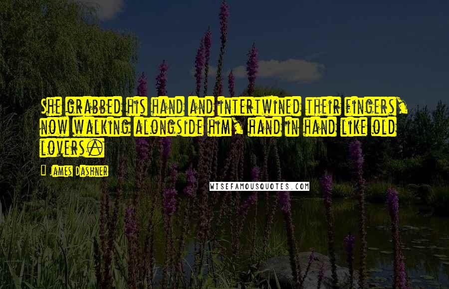 James Dashner Quotes: She grabbed his hand and intertwined their fingers, now walking alongside him, hand in hand like old lovers.