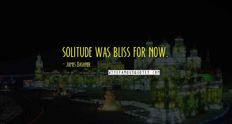 James Dashner Quotes: solitude was bliss for now.