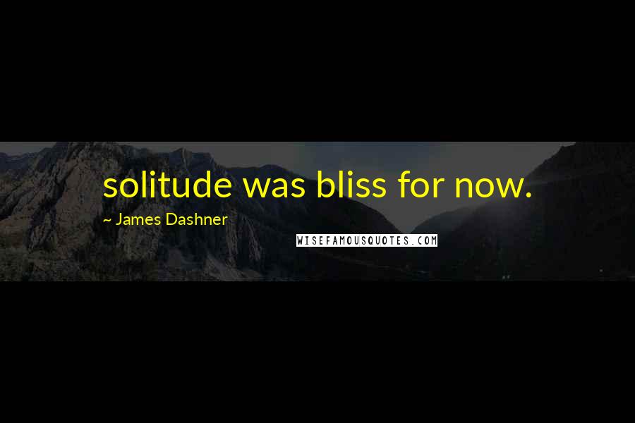 James Dashner Quotes: solitude was bliss for now.