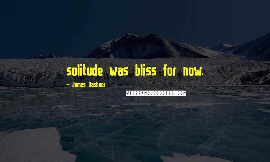 James Dashner Quotes: solitude was bliss for now.