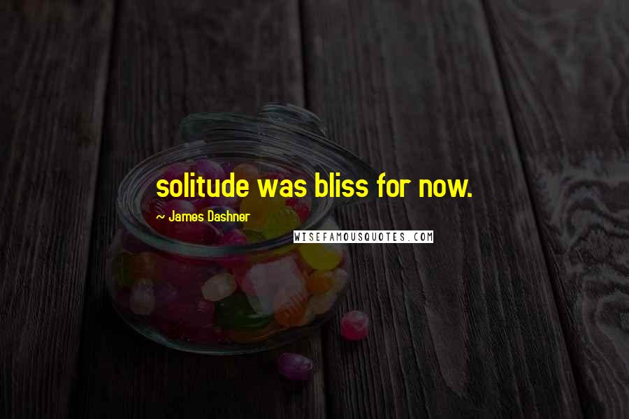 James Dashner Quotes: solitude was bliss for now.