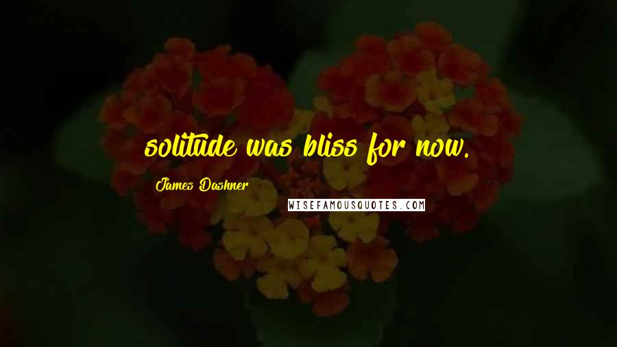 James Dashner Quotes: solitude was bliss for now.