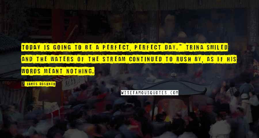 James Dashner Quotes: Today is going to be a perfect, perfect day." Trina smiled and the waters of the stream continued to rush by, as if his words meant nothing.
