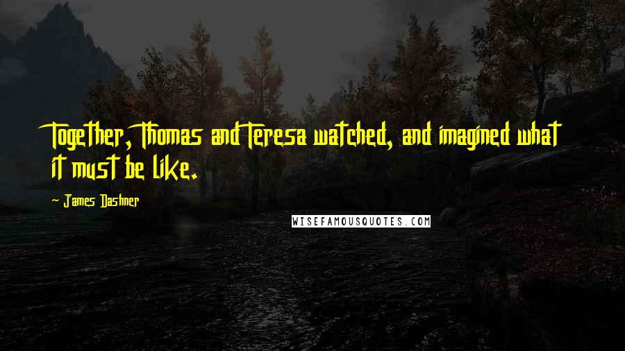 James Dashner Quotes: Together, Thomas and Teresa watched, and imagined what it must be like.