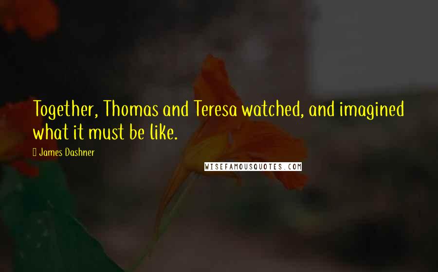 James Dashner Quotes: Together, Thomas and Teresa watched, and imagined what it must be like.