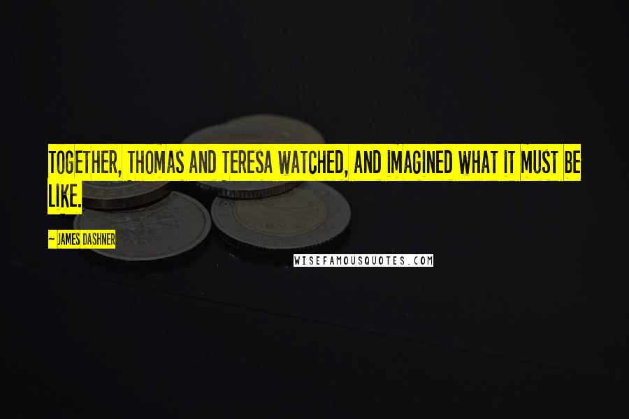 James Dashner Quotes: Together, Thomas and Teresa watched, and imagined what it must be like.