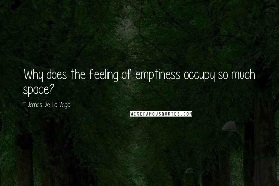 James De La Vega Quotes: Why does the feeling of emptiness occupy so much space?