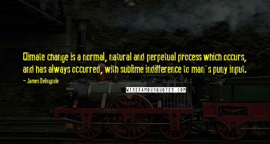 James Delingpole Quotes: Climate change is a normal, natural and perpetual process which occurs, and has always occurred, with sublime indifference to man's puny input.