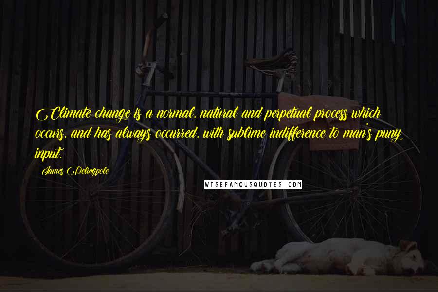 James Delingpole Quotes: Climate change is a normal, natural and perpetual process which occurs, and has always occurred, with sublime indifference to man's puny input.