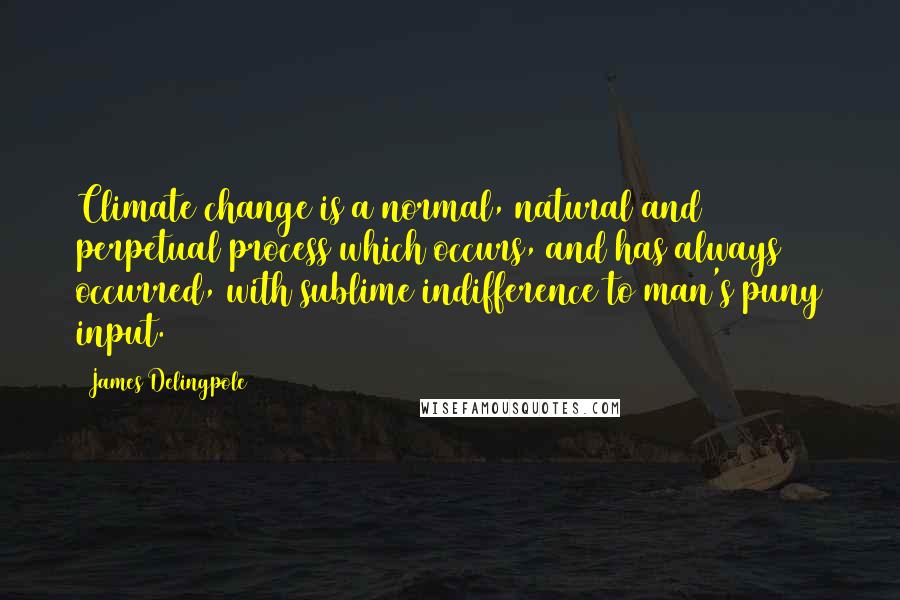 James Delingpole Quotes: Climate change is a normal, natural and perpetual process which occurs, and has always occurred, with sublime indifference to man's puny input.