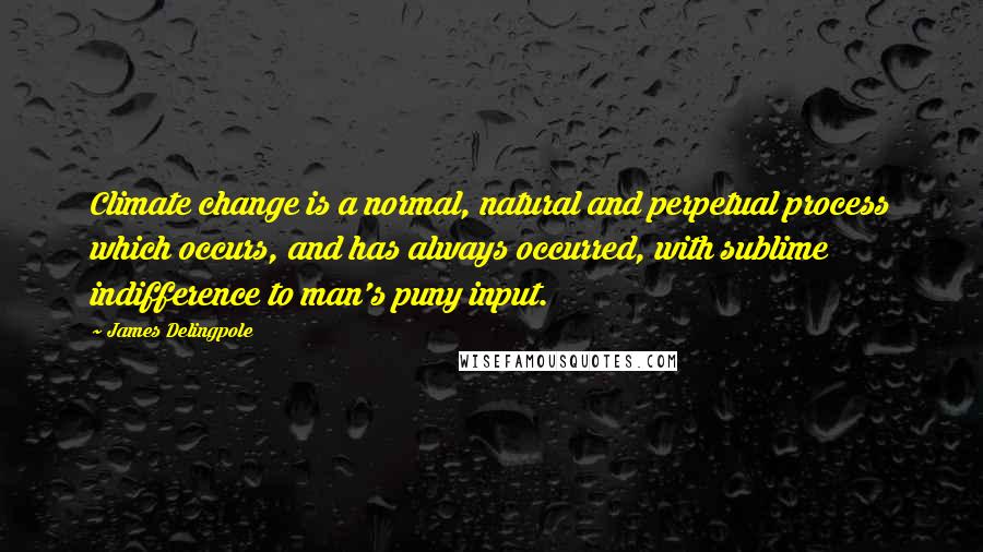 James Delingpole Quotes: Climate change is a normal, natural and perpetual process which occurs, and has always occurred, with sublime indifference to man's puny input.