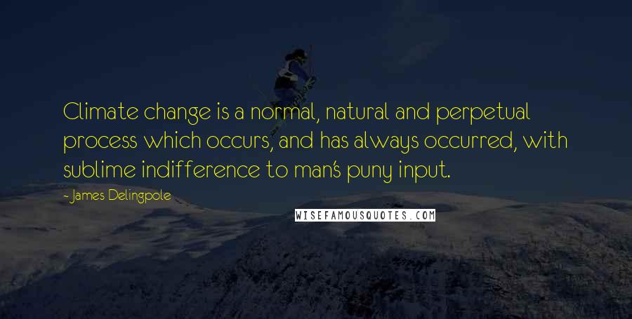 James Delingpole Quotes: Climate change is a normal, natural and perpetual process which occurs, and has always occurred, with sublime indifference to man's puny input.