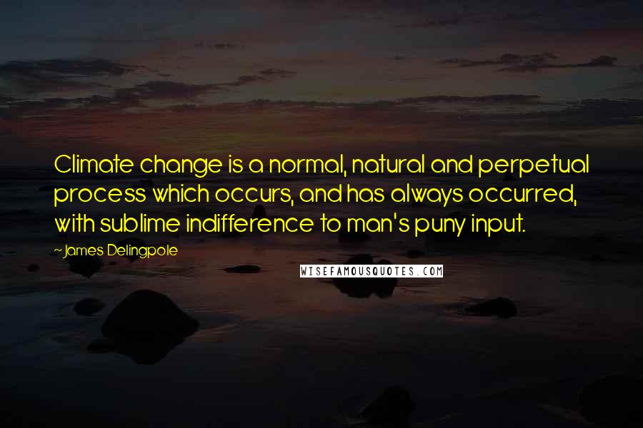 James Delingpole Quotes: Climate change is a normal, natural and perpetual process which occurs, and has always occurred, with sublime indifference to man's puny input.