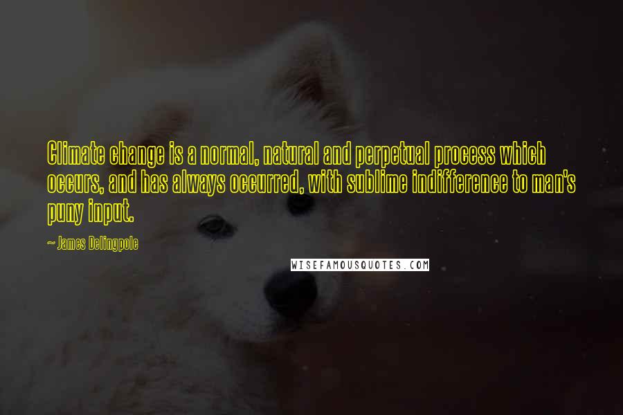 James Delingpole Quotes: Climate change is a normal, natural and perpetual process which occurs, and has always occurred, with sublime indifference to man's puny input.