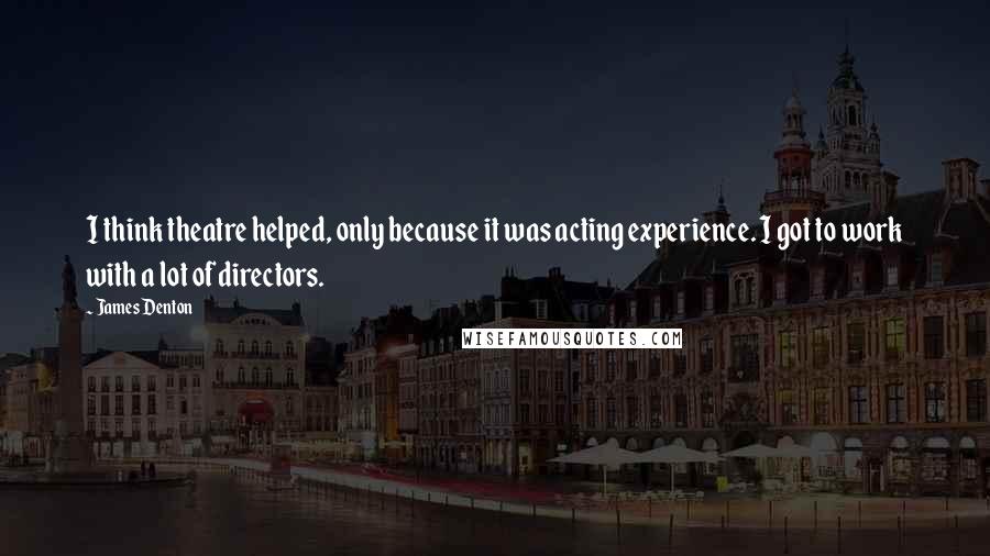 James Denton Quotes: I think theatre helped, only because it was acting experience. I got to work with a lot of directors.