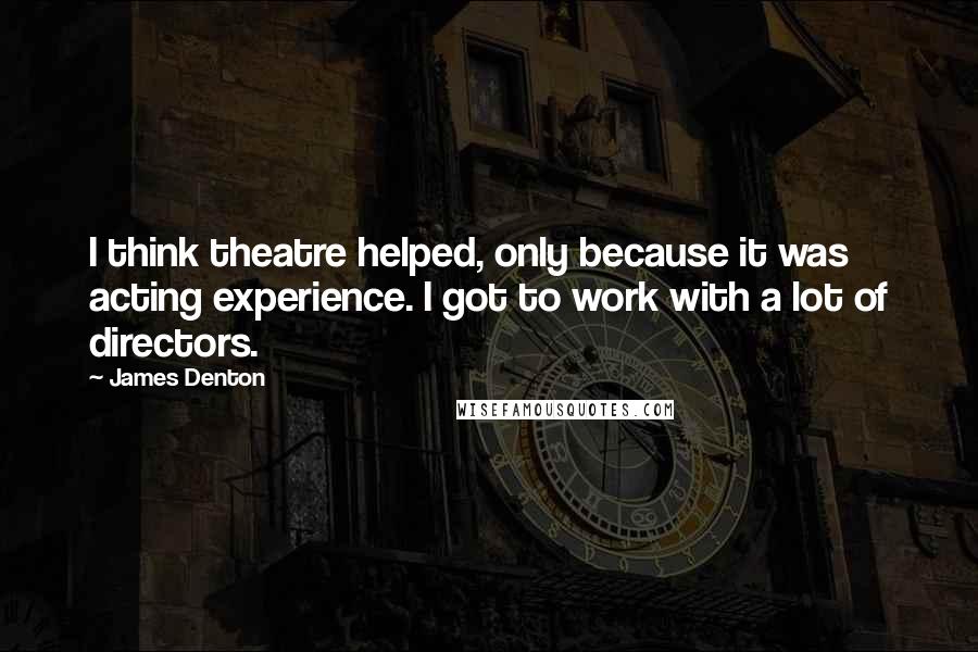 James Denton Quotes: I think theatre helped, only because it was acting experience. I got to work with a lot of directors.