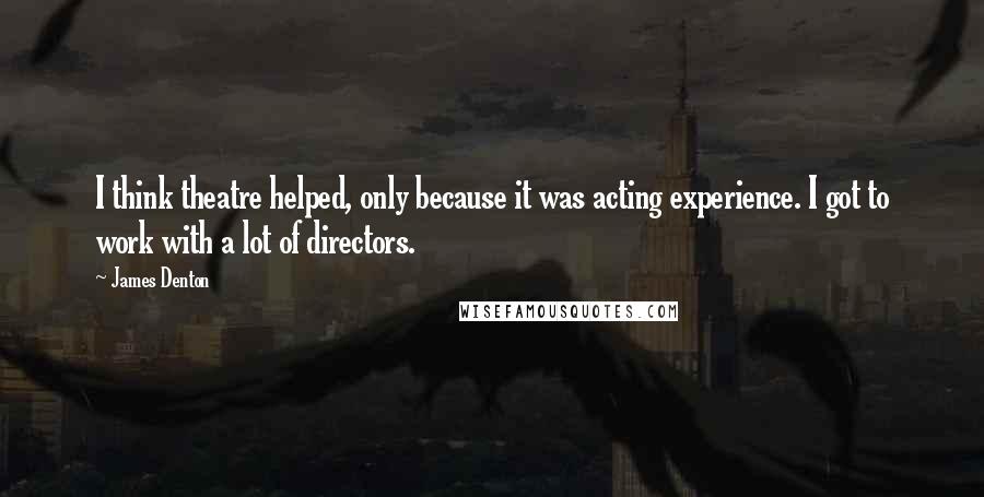 James Denton Quotes: I think theatre helped, only because it was acting experience. I got to work with a lot of directors.