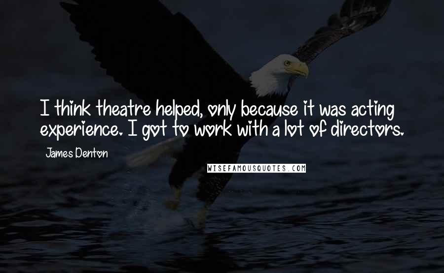 James Denton Quotes: I think theatre helped, only because it was acting experience. I got to work with a lot of directors.