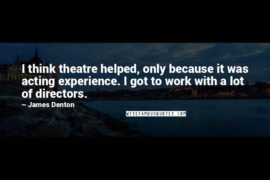 James Denton Quotes: I think theatre helped, only because it was acting experience. I got to work with a lot of directors.