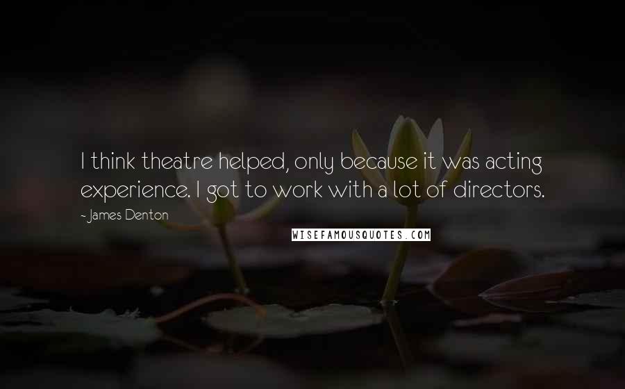 James Denton Quotes: I think theatre helped, only because it was acting experience. I got to work with a lot of directors.