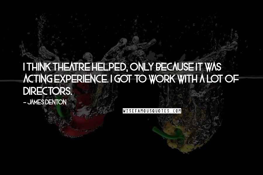 James Denton Quotes: I think theatre helped, only because it was acting experience. I got to work with a lot of directors.