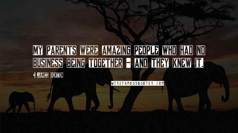 James Denton Quotes: My parents were amazing people who had no business being together - and they knew it.