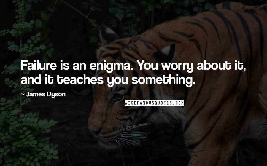 James Dyson Quotes: Failure is an enigma. You worry about it, and it teaches you something.