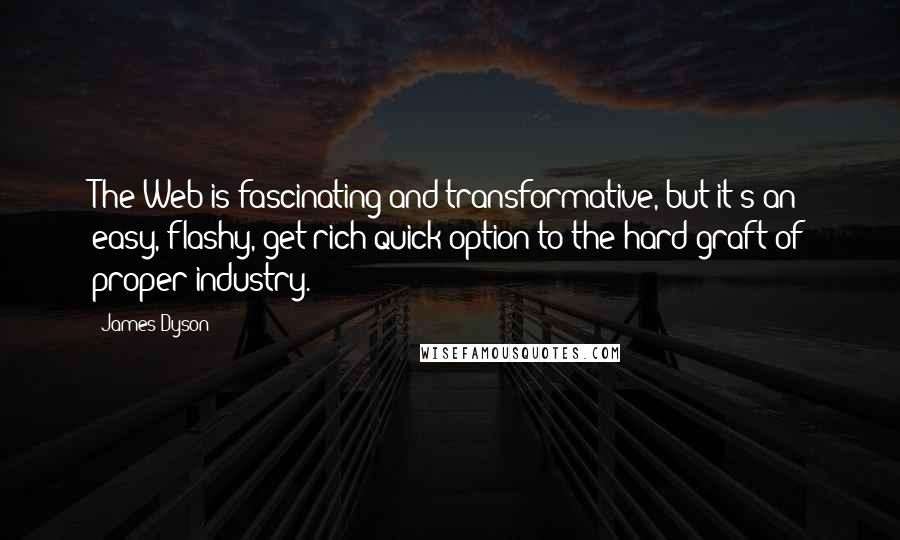 James Dyson Quotes: The Web is fascinating and transformative, but it's an easy, flashy, get-rich-quick option to the hard graft of proper industry.