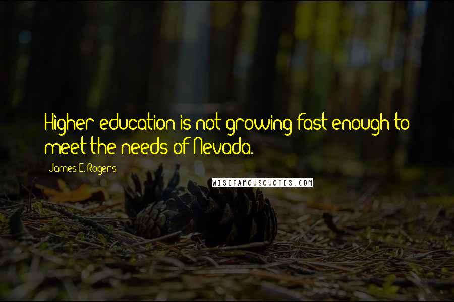 James E. Rogers Quotes: Higher education is not growing fast enough to meet the needs of Nevada.