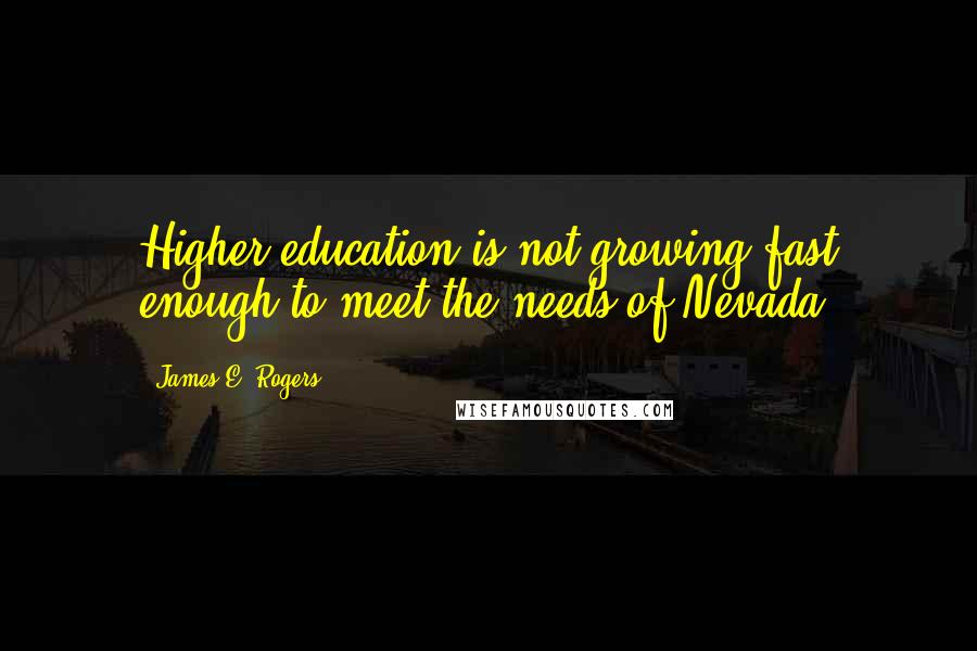 James E. Rogers Quotes: Higher education is not growing fast enough to meet the needs of Nevada.