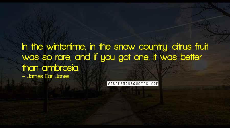 James Earl Jones Quotes: In the wintertime, in the snow country, citrus fruit was so rare, and if you got one, it was better than ambrosia.