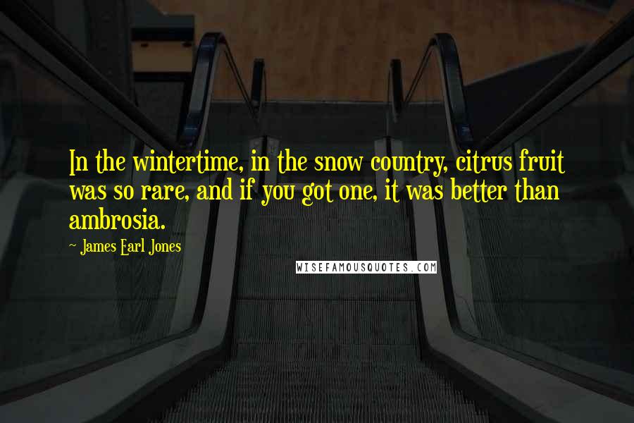 James Earl Jones Quotes: In the wintertime, in the snow country, citrus fruit was so rare, and if you got one, it was better than ambrosia.