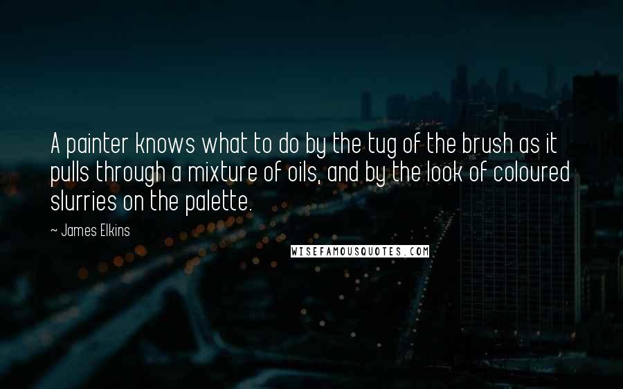 James Elkins Quotes: A painter knows what to do by the tug of the brush as it pulls through a mixture of oils, and by the look of coloured slurries on the palette.