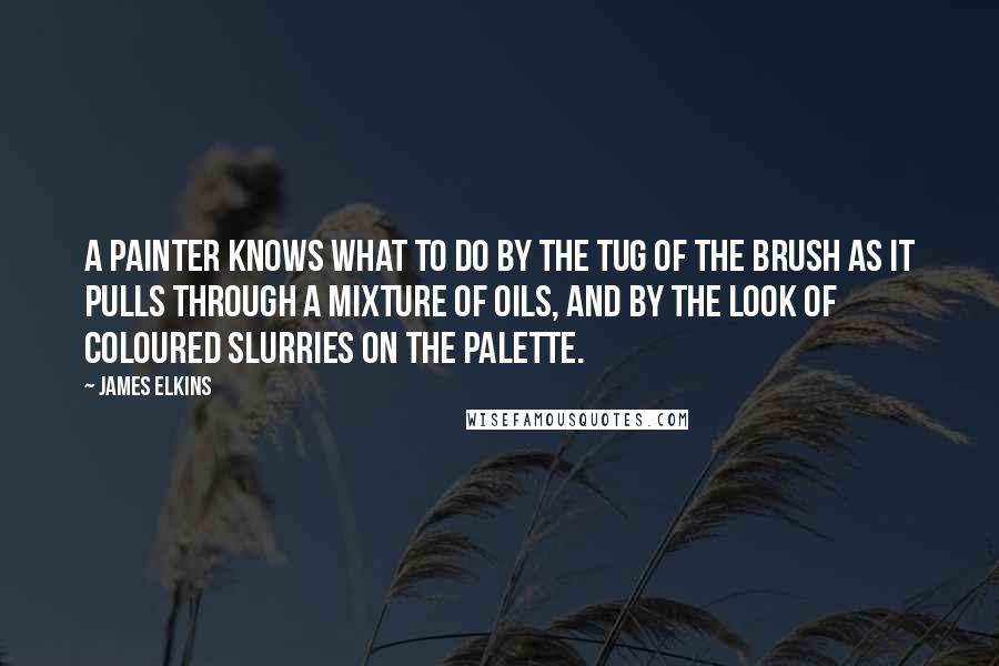 James Elkins Quotes: A painter knows what to do by the tug of the brush as it pulls through a mixture of oils, and by the look of coloured slurries on the palette.