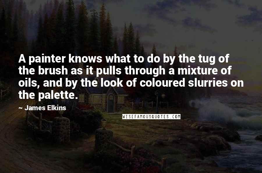 James Elkins Quotes: A painter knows what to do by the tug of the brush as it pulls through a mixture of oils, and by the look of coloured slurries on the palette.