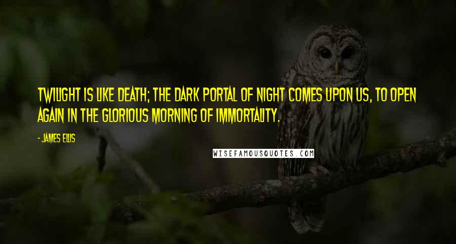 James Ellis Quotes: Twilight is like death; the dark portal of night comes upon us, to open again in the glorious morning of immortality.