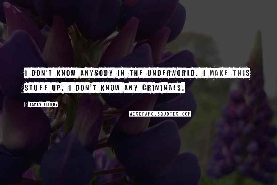 James Ellroy Quotes: I don't know anybody in the underworld. I make this stuff up. I don't know any criminals.