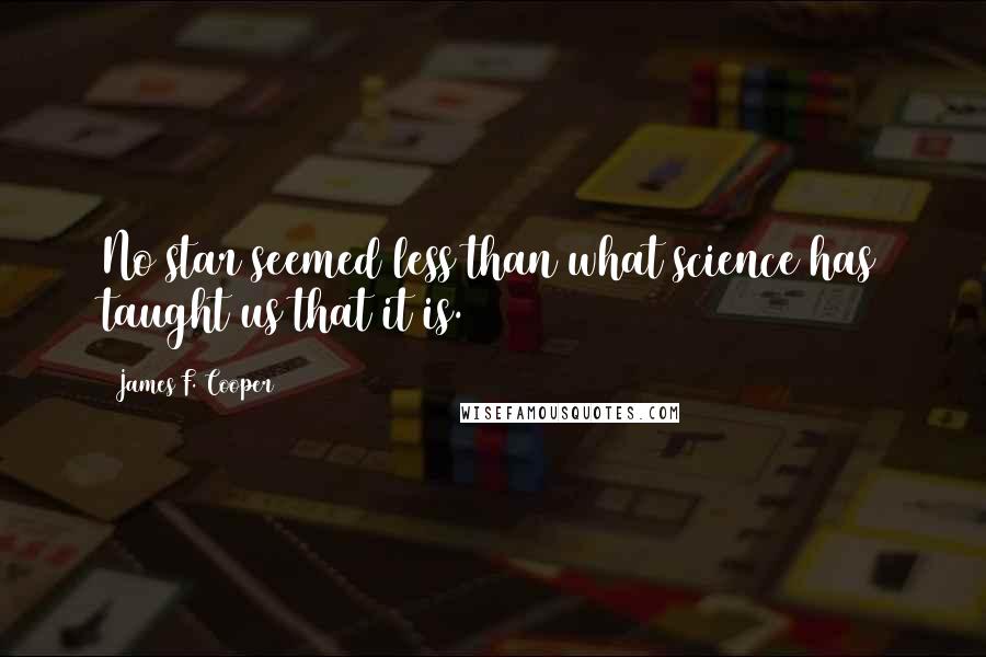 James F. Cooper Quotes: No star seemed less than what science has taught us that it is.