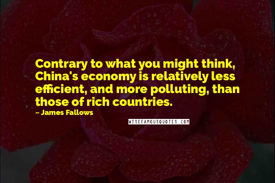 James Fallows Quotes: Contrary to what you might think, China's economy is relatively less efficient, and more polluting, than those of rich countries.
