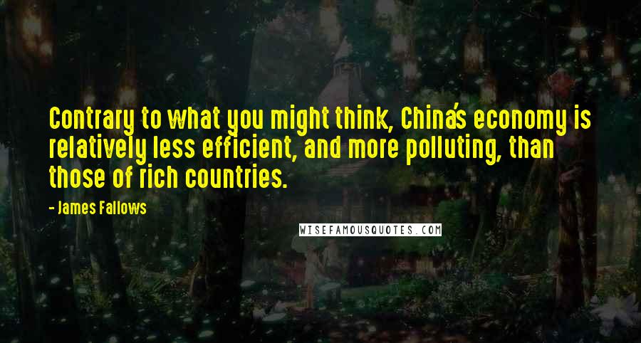 James Fallows Quotes: Contrary to what you might think, China's economy is relatively less efficient, and more polluting, than those of rich countries.