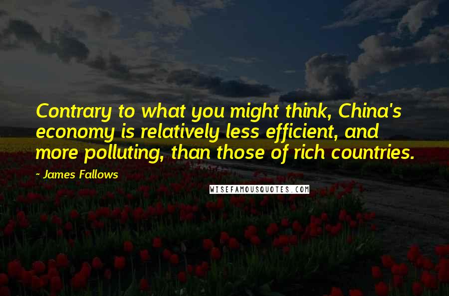 James Fallows Quotes: Contrary to what you might think, China's economy is relatively less efficient, and more polluting, than those of rich countries.