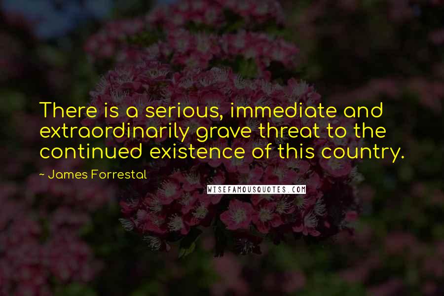 James Forrestal Quotes: There is a serious, immediate and extraordinarily grave threat to the continued existence of this country.