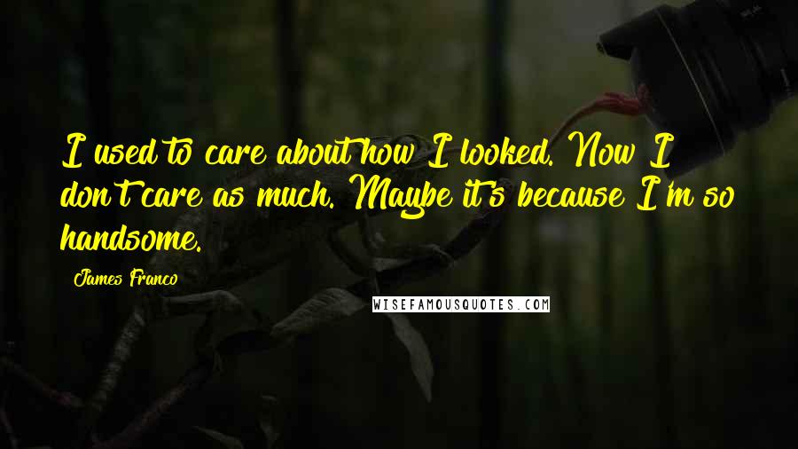James Franco Quotes: I used to care about how I looked. Now I don't care as much. Maybe it's because I'm so handsome.