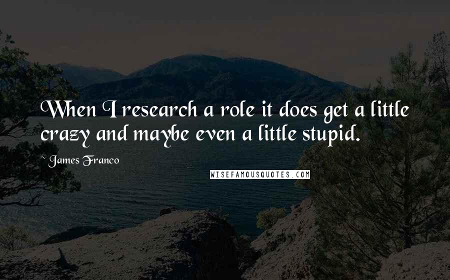 James Franco Quotes: When I research a role it does get a little crazy and maybe even a little stupid.